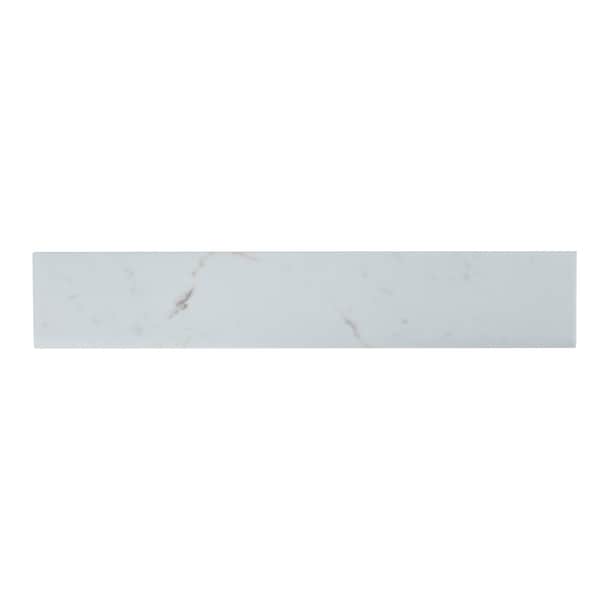 White Vena 3 In. X 18 In. Matte Porcelain Bullnose Wall Tile, 30PK